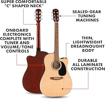 ギター Fender electric acoustic guitar Amazon.com: Fender FA-25CE Dreadnought Acoustic Electric
